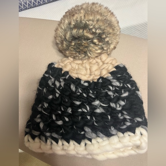 Mischa Lampert beanie. Black, grey, ivory. - Picture 3 of 3